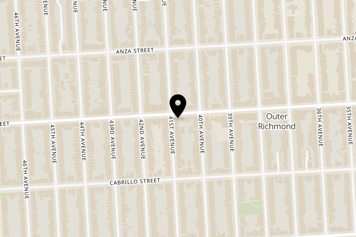 Map showing the location of Boa's CVC on 3951 Balboa St in San Francisco